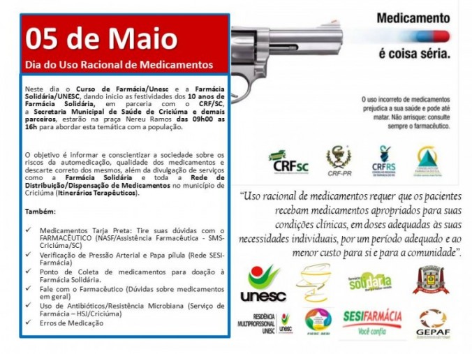 5 DE MAIO: DIA DO USO RACIONAL DE MEDICAMENTOS