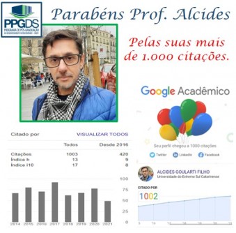 Professor permanente do PPGDS ultrapassa 1mil citaes no Google Acadmico