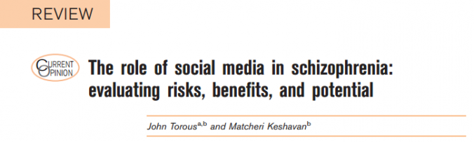 The role of social media in schizophrenia: evaluating risks, benefits, and potential.