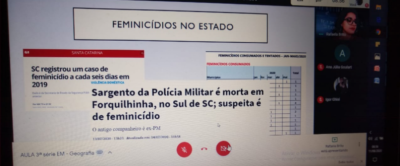 Terceiro do Colgio Unesc aborda ndices de Feminicdio no Brasil em aula virtual