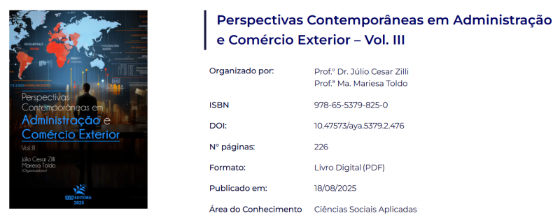 LabGENINT lana novo ebook: Perspectivas Contemporneas em Administrao e Comrcio Exterior  Vol. III