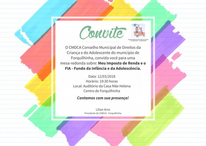 Curso de Cincias Contbeis recebe convite do CMDCA de Forquilhinha-SC