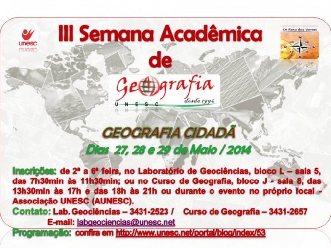 III Semana Acadmica de Geografia da Universidade do Extremo Sul de Santa Catarina (UNESC)