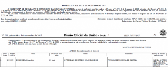 Curso de Biomedicina � Reconhecimento pelo MEC/INEP!