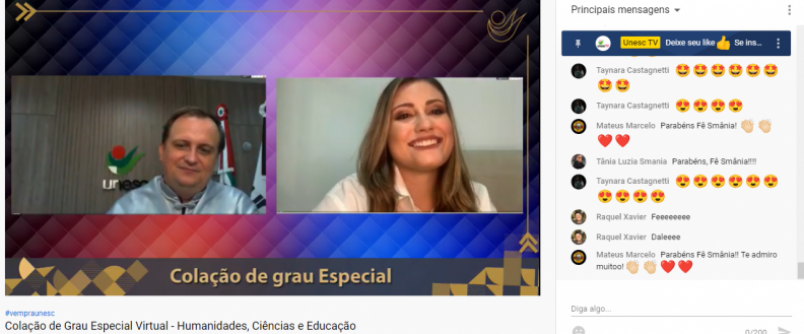 Unesc forma 45 novos profissionais na primeira cerimnia oficial de Colao de Grau de 2021