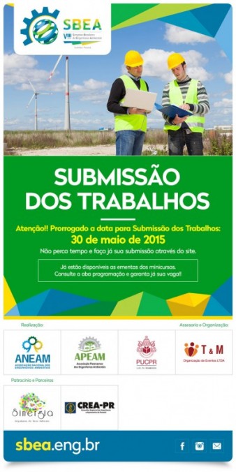 Prorrogado o per�odo de submiss�o de trabalhos no VIII SBEA