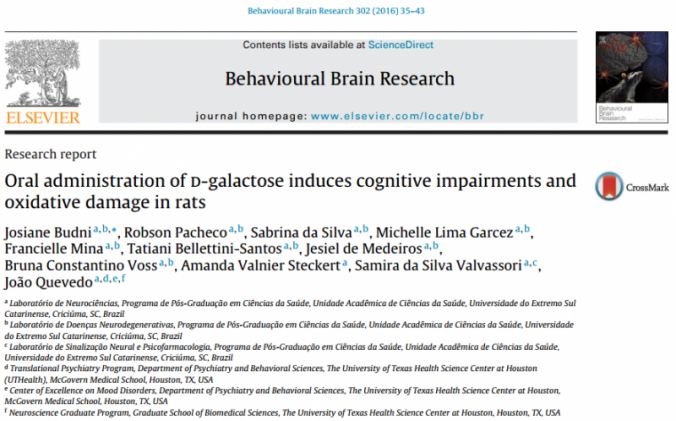 Oral administration of d-galactose induces cognitive impairments and oxidative damage in rats.