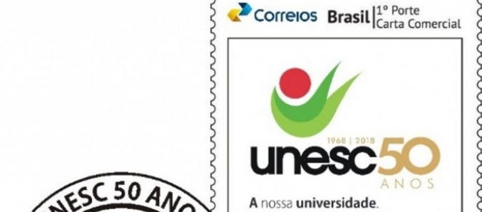 A Unesc e Correios lanam o selo e carimbo personalizado dos 50 anos da Universidade