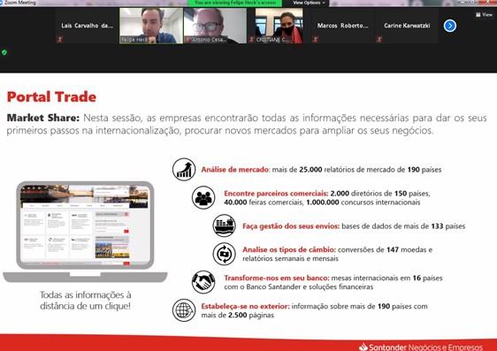 PEIEX Cricima participa de webinar promovido pelo Banco Santander: Economia, Cmbio e Negcios Internacionais.