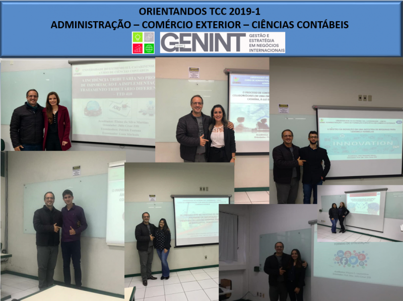 GRUPO DE ORIENTADOS TCC 2019-1 - GENINT/ADM/COMEX/CINCIAS CONTBEIS