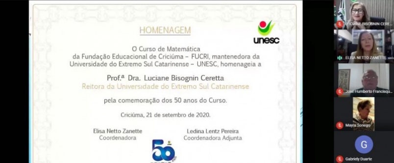 Em noite de homenagens, curso de Matemtica inicia comemoraes alusivas aos seus 50 anos