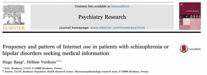 Frequency and pattern of Internet use in patients with schizophrenia or bipolar disorders seeking medical information.