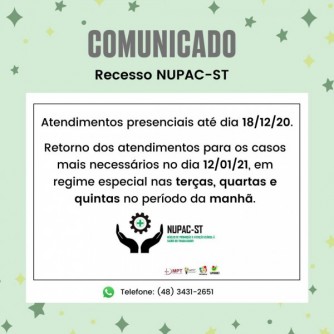 Comunicado - Recesso NUPAC-ST
